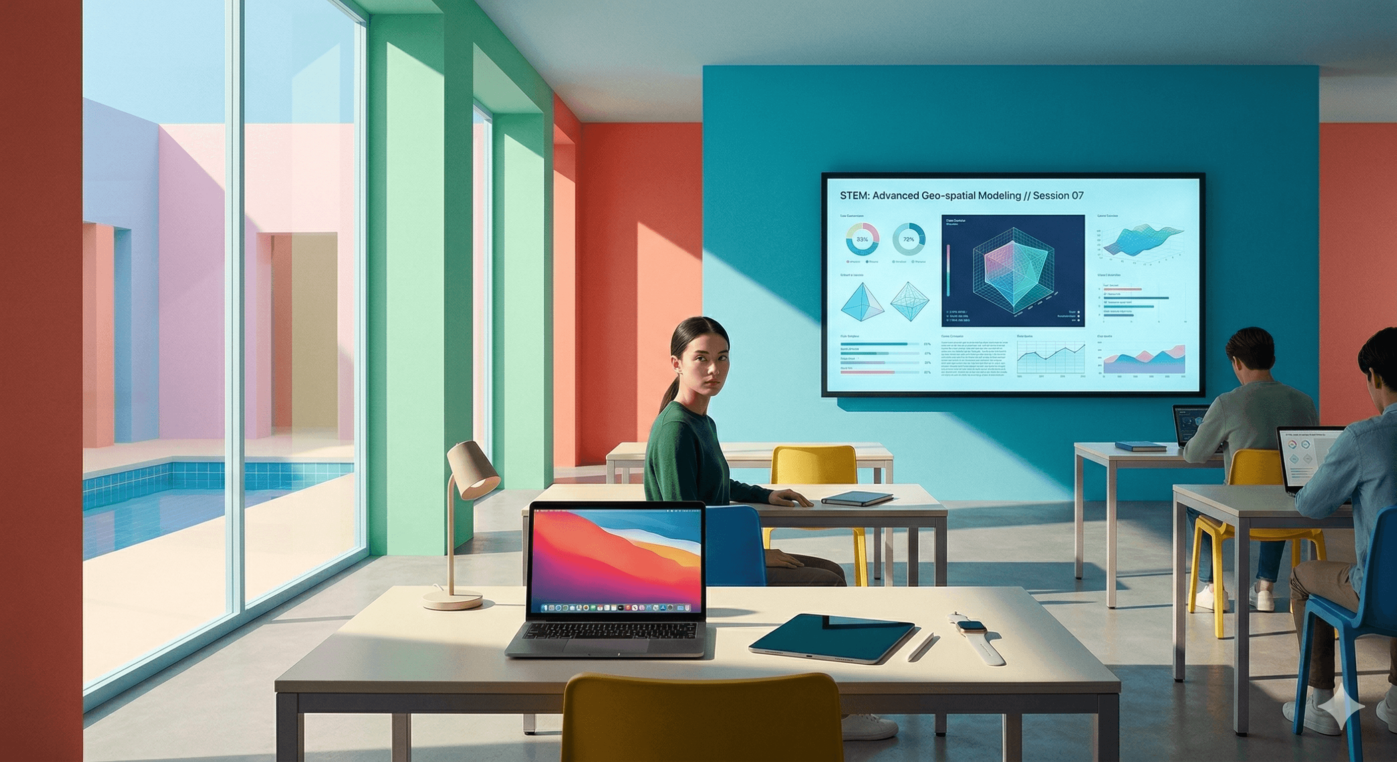 Students collaborating in a classroom session